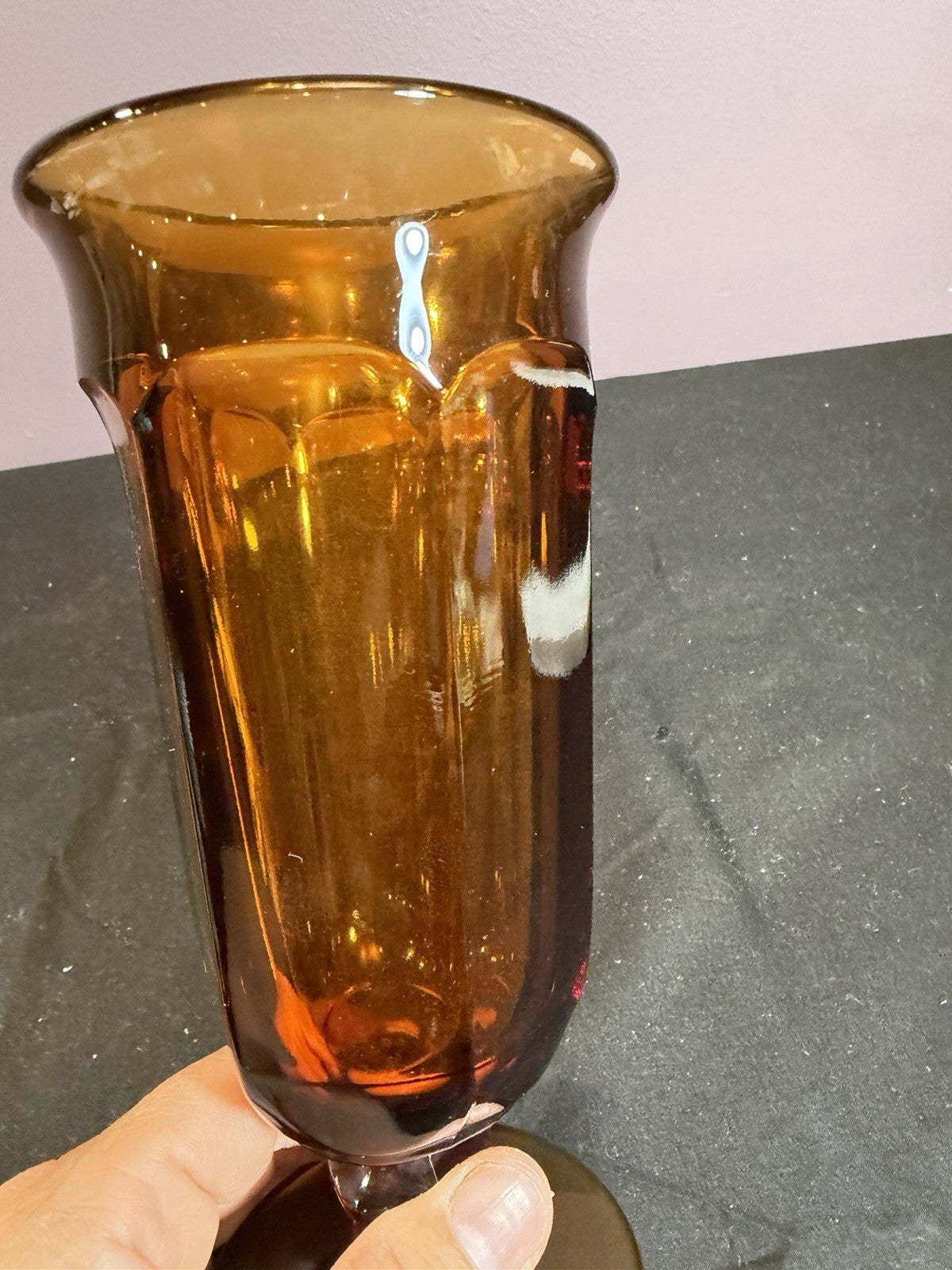 Vintage Imperial Glass Williamsburg Amber Iced Tea Glass 7" TM1 Discontinued