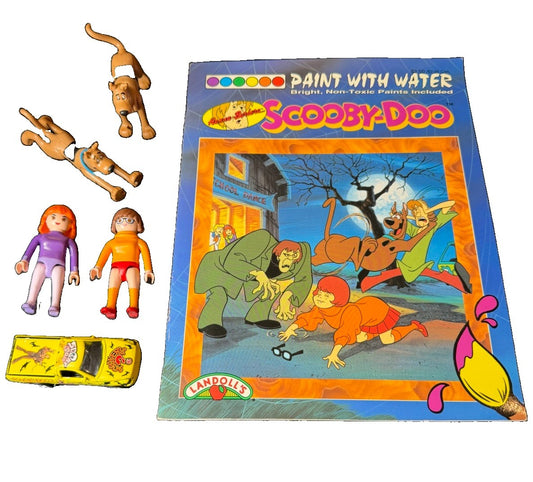Vintage 1994 Scooby Doo Lot Figures Cars Paint With Water Book Hanna Barbera