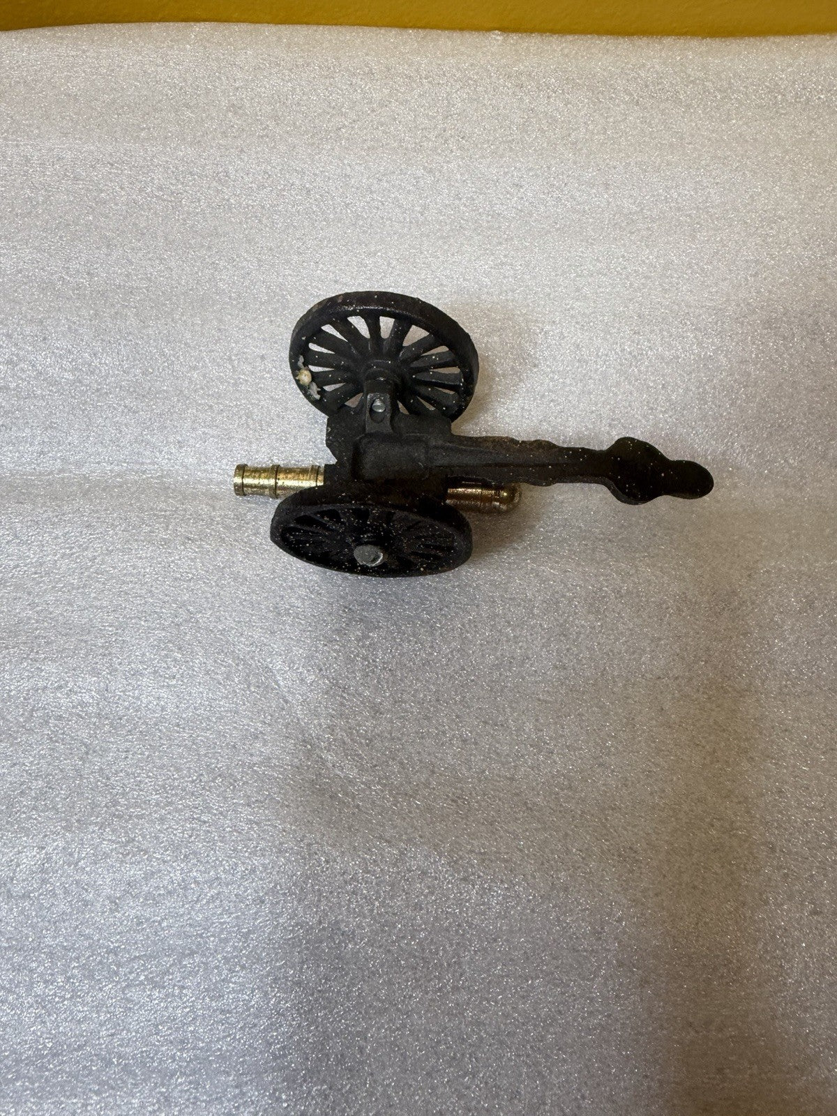 Vintage Cast Iron Brass Miniature Artillery Cannon Models Pair 5" Military