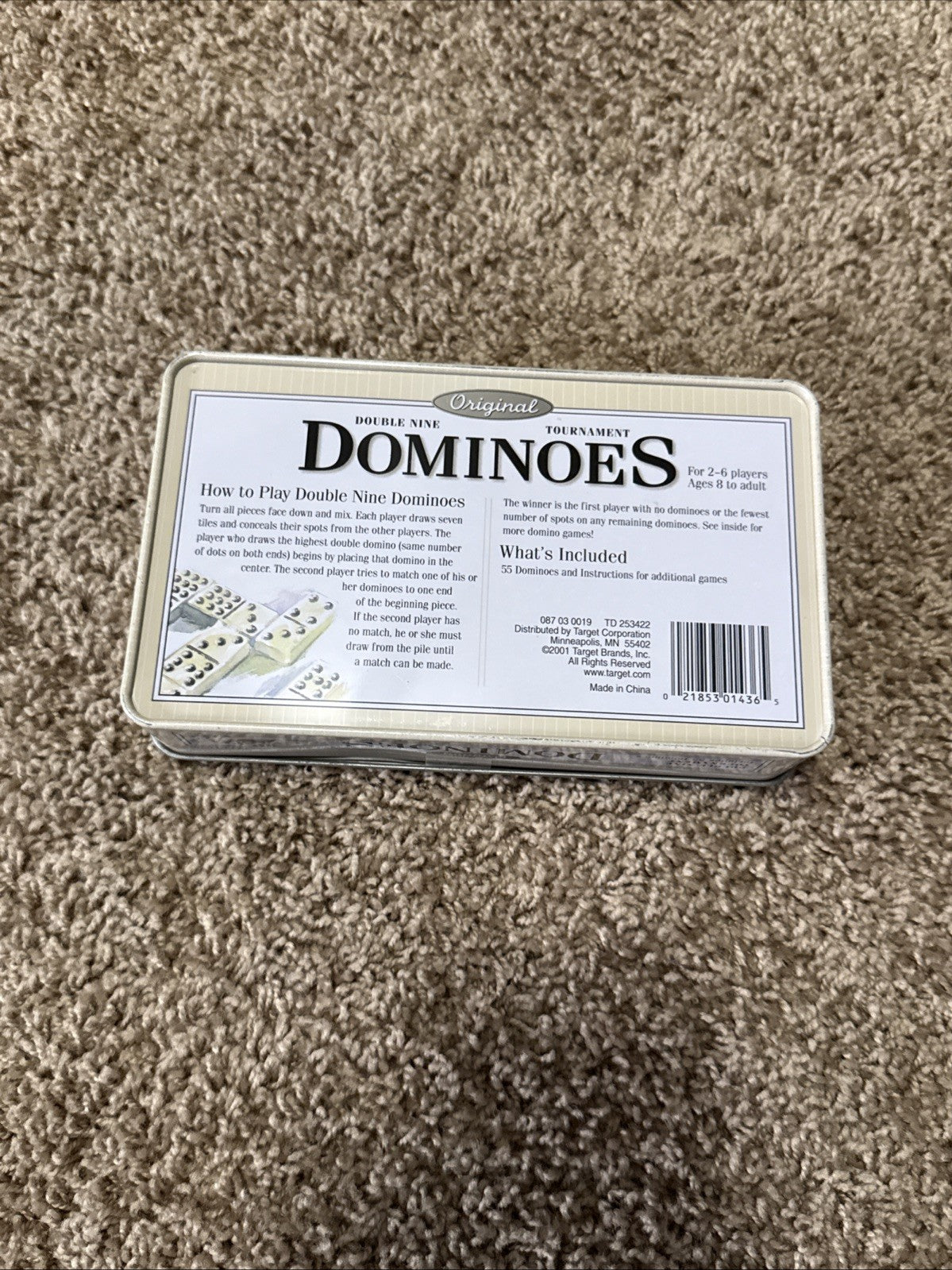 Double Nine Tournament Dominoes Set with Metal Tin Case Original Double 9