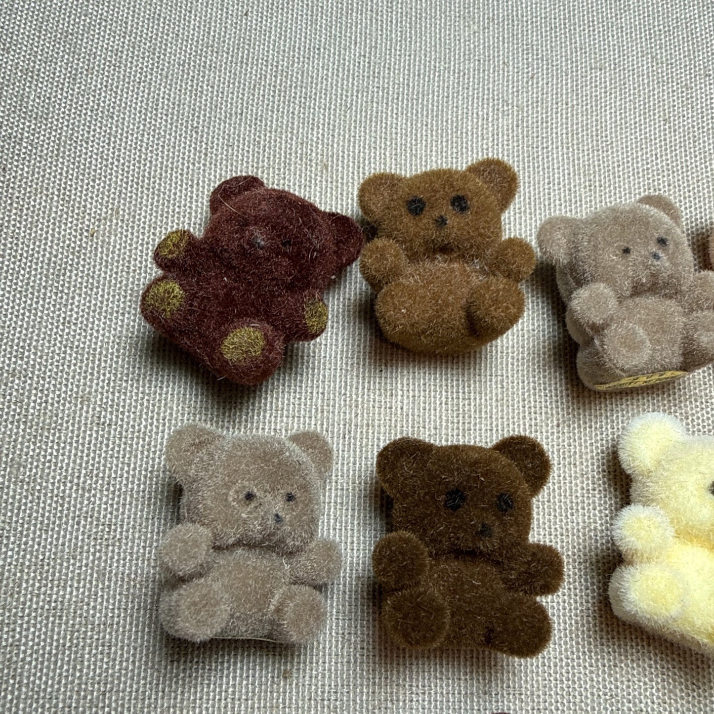 Lot of 42 Flocked Fuzzy Miniature Teddy Bears 1” Vintage Crafting Minis Dioramas