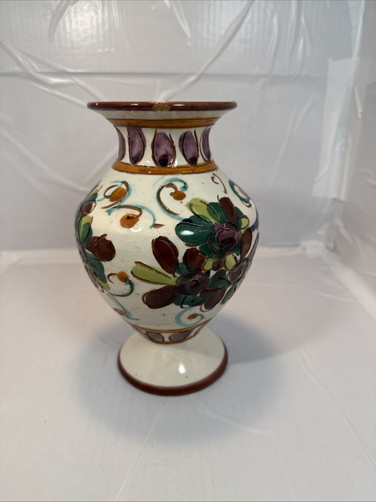 Antique Hand Painted Vase Signed Decorative Porcelain 8”x5”