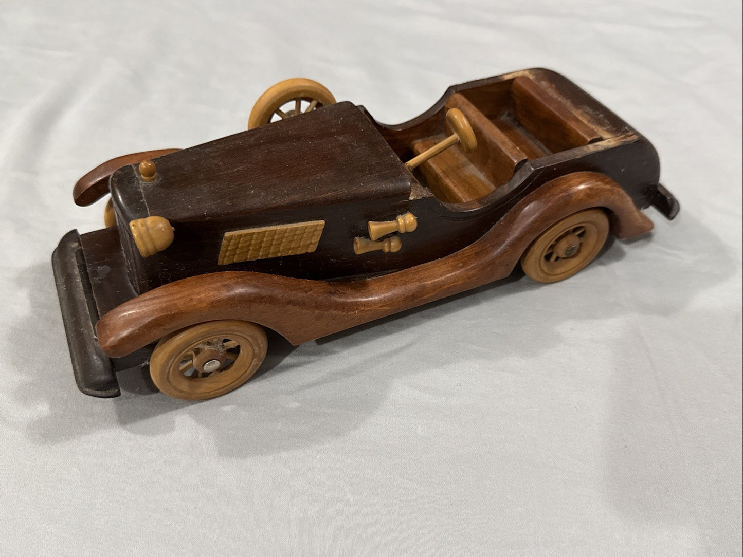 Vintage Handcrafted Wooden Car 12" Classic Handmade Display Incomplete