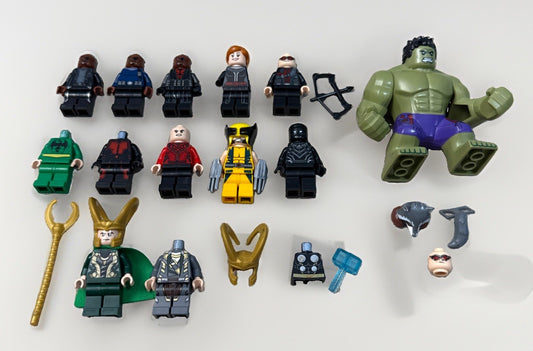 LEGO Marvel Minifigure Collection Hulk Loki Wolverine Black Panther Fury Custom