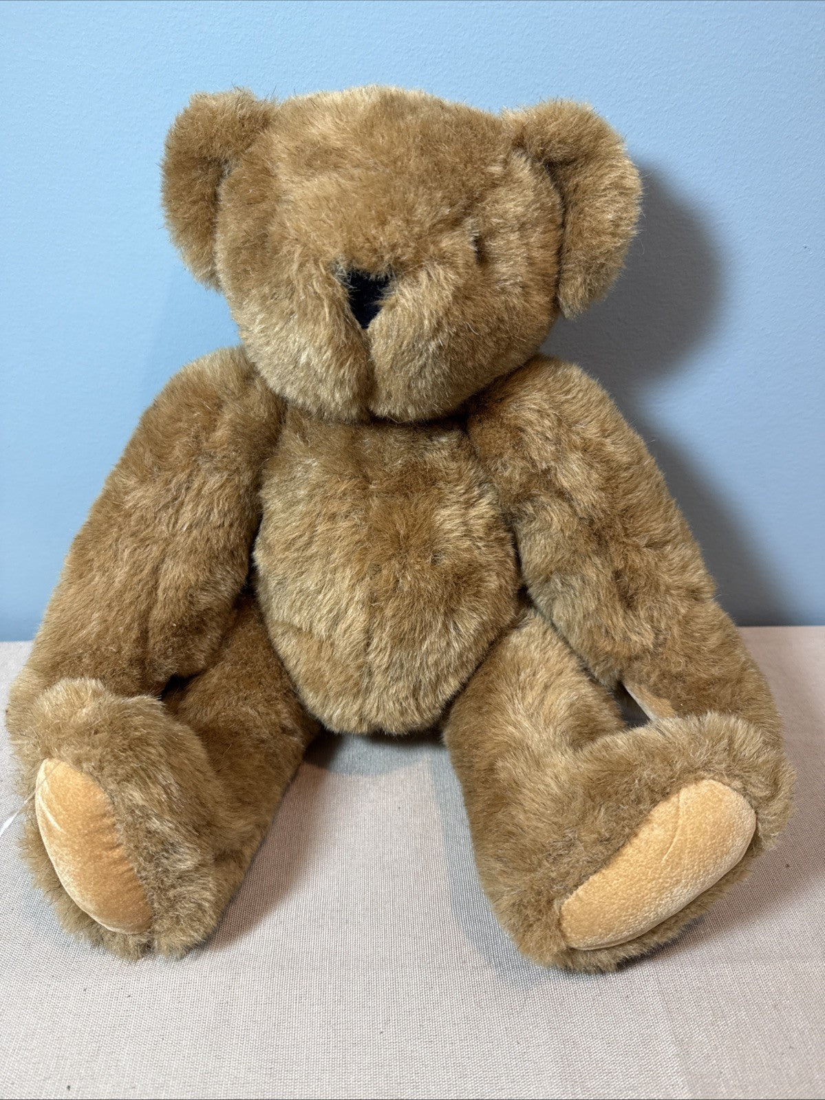 Vintage Vermont Teddy Bear Fully Jointed Plush Bear 16 Inch 1990s Brown