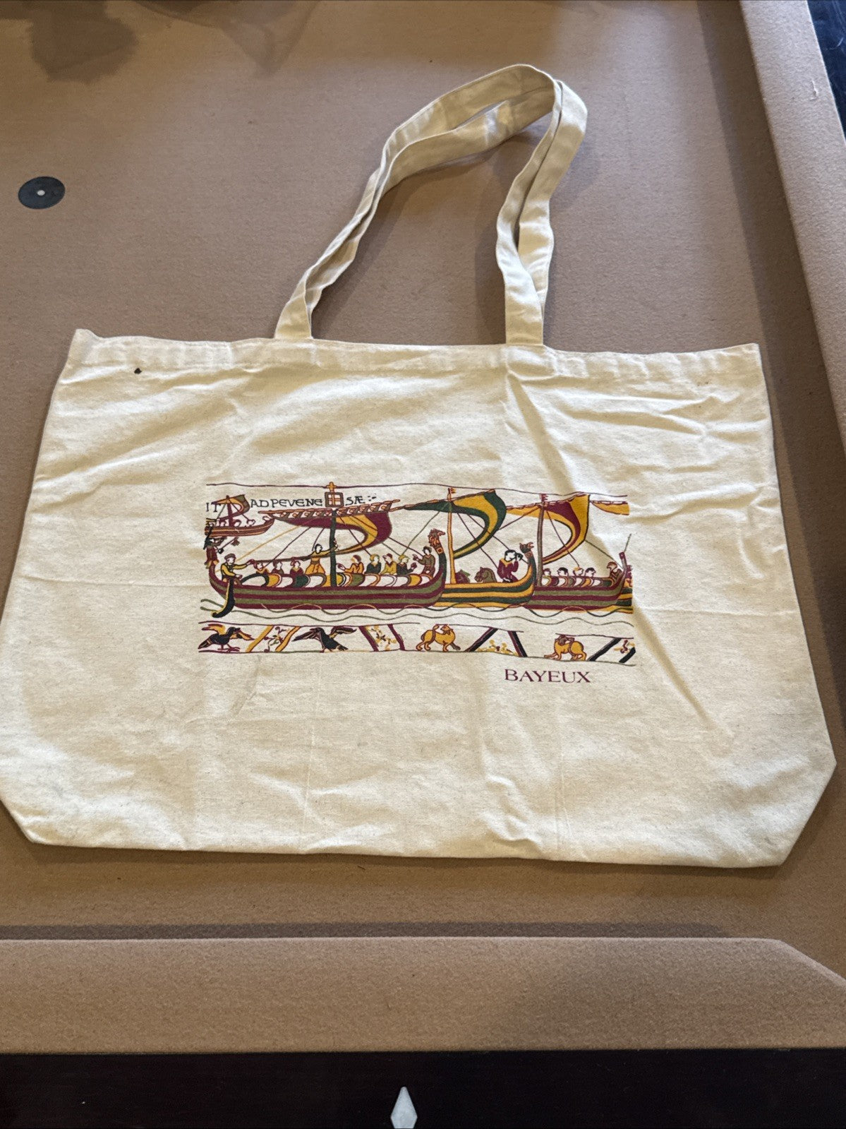 French Cotton Tote Bag, Bayeux Norman Pattern Embroidered Design, Souvenir Colle
