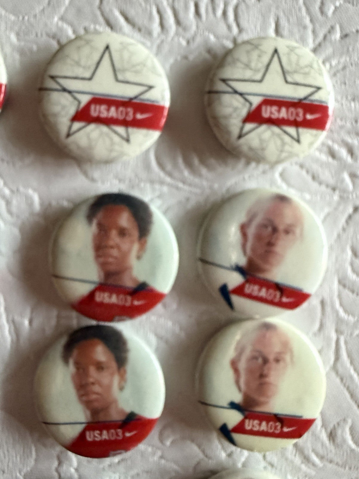 Vintage Nike USA03 USWNT Soccer Player Photo Pinback Buttons Lot Star Pins 2003