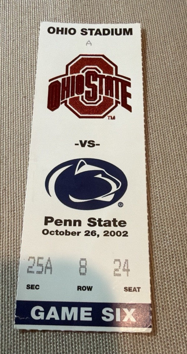 2002 Ohio State Ticket Stub Lot Tressel Undefeated Season Penn State TTUN