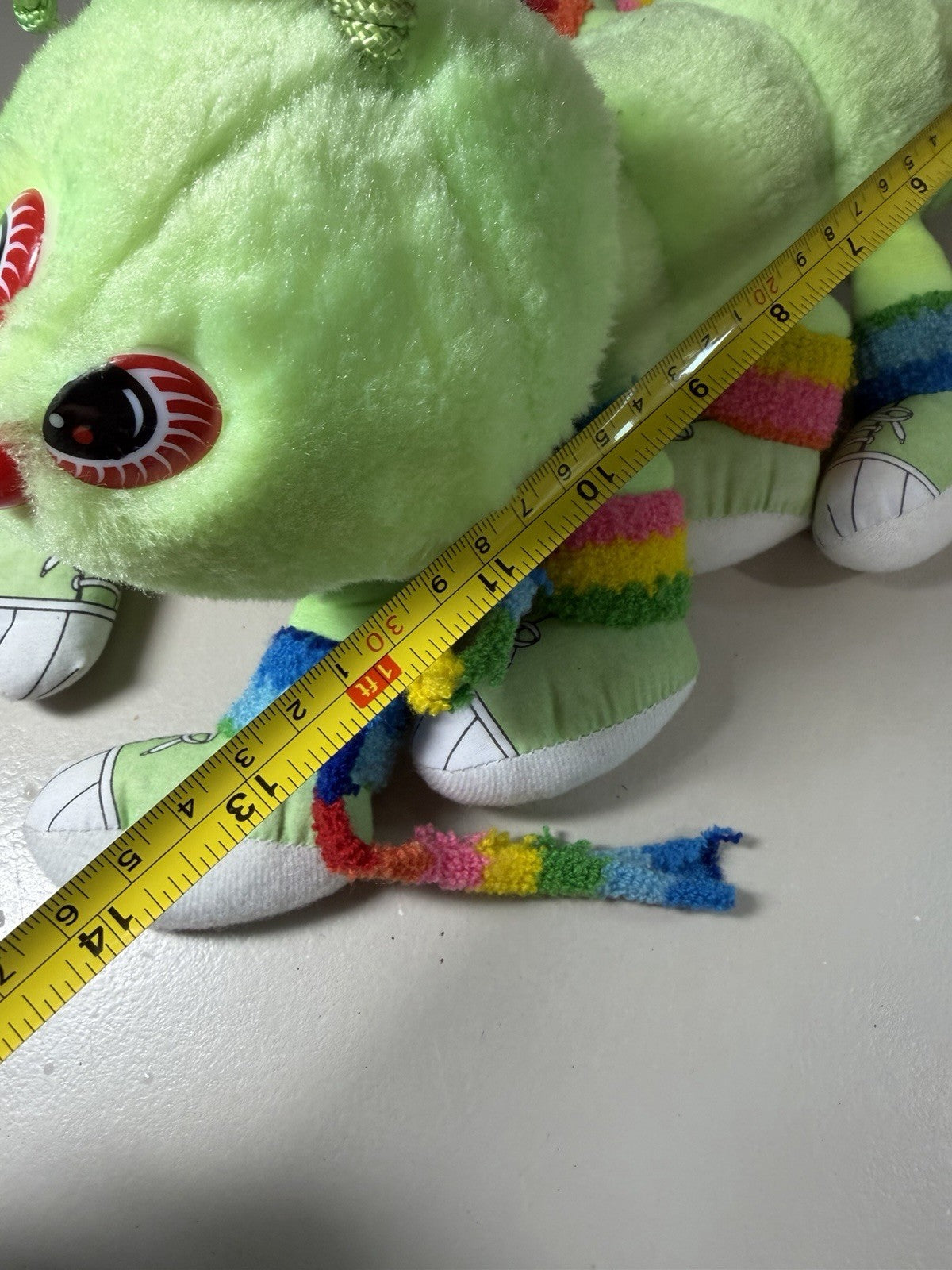 Vintage 1984 Lots a Lots a Leggggggs Green Plush Caterpillar 14” Stuffed 10 Legs