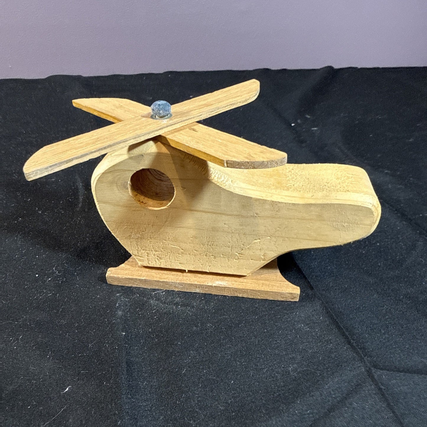 Vintage Handmade Wooden Toy Helicopter Wood