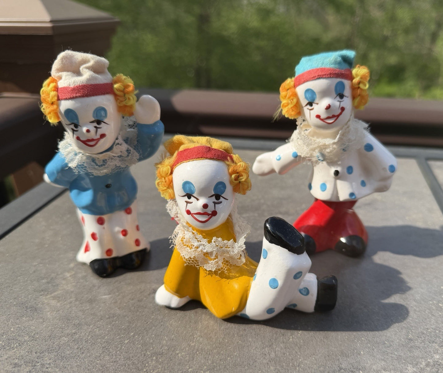 Vintage Circus Clown Ceramic Figurines Especially For Sophia Ann Hand Painted