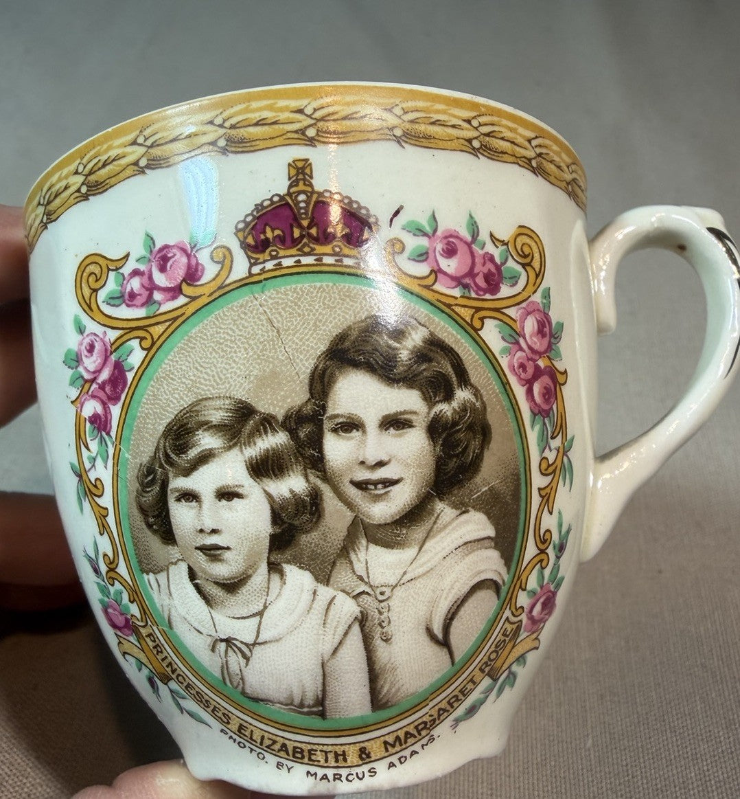 1930s Queen Elizabeth Margaret Souvenir Tea Cup Marcus Adams England