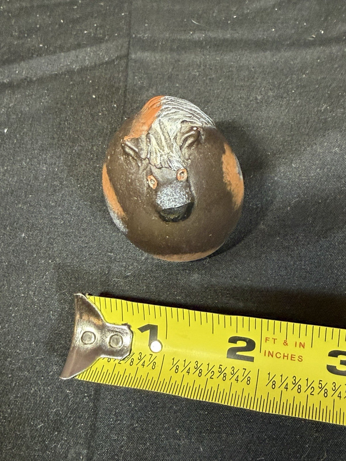 Wooden Horse Figurine Round Base 1990 Artisans Hand Carved 2"