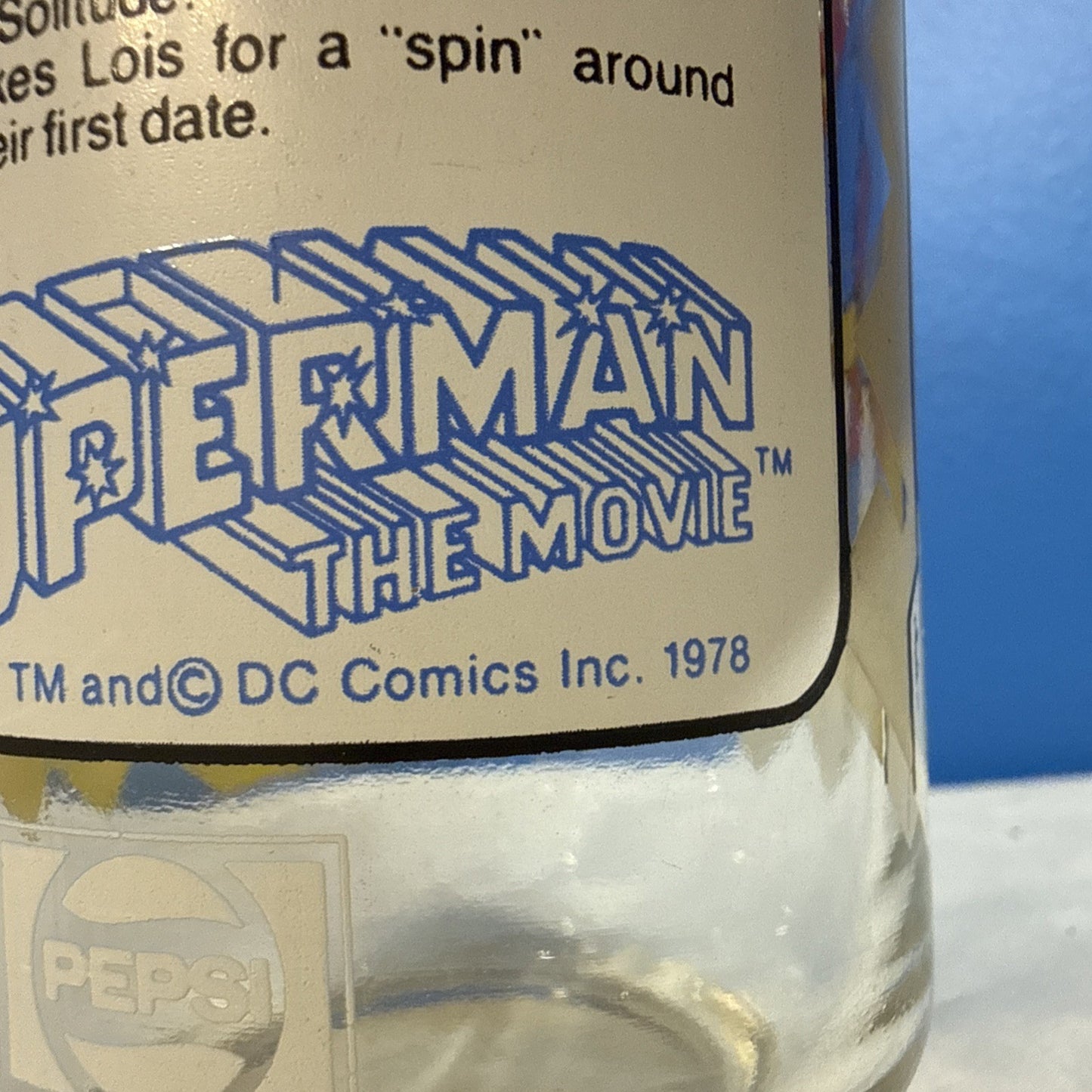 1978 Pepsi DC Comics Superman Glass Kal El Child to Man of Steel Vintage
