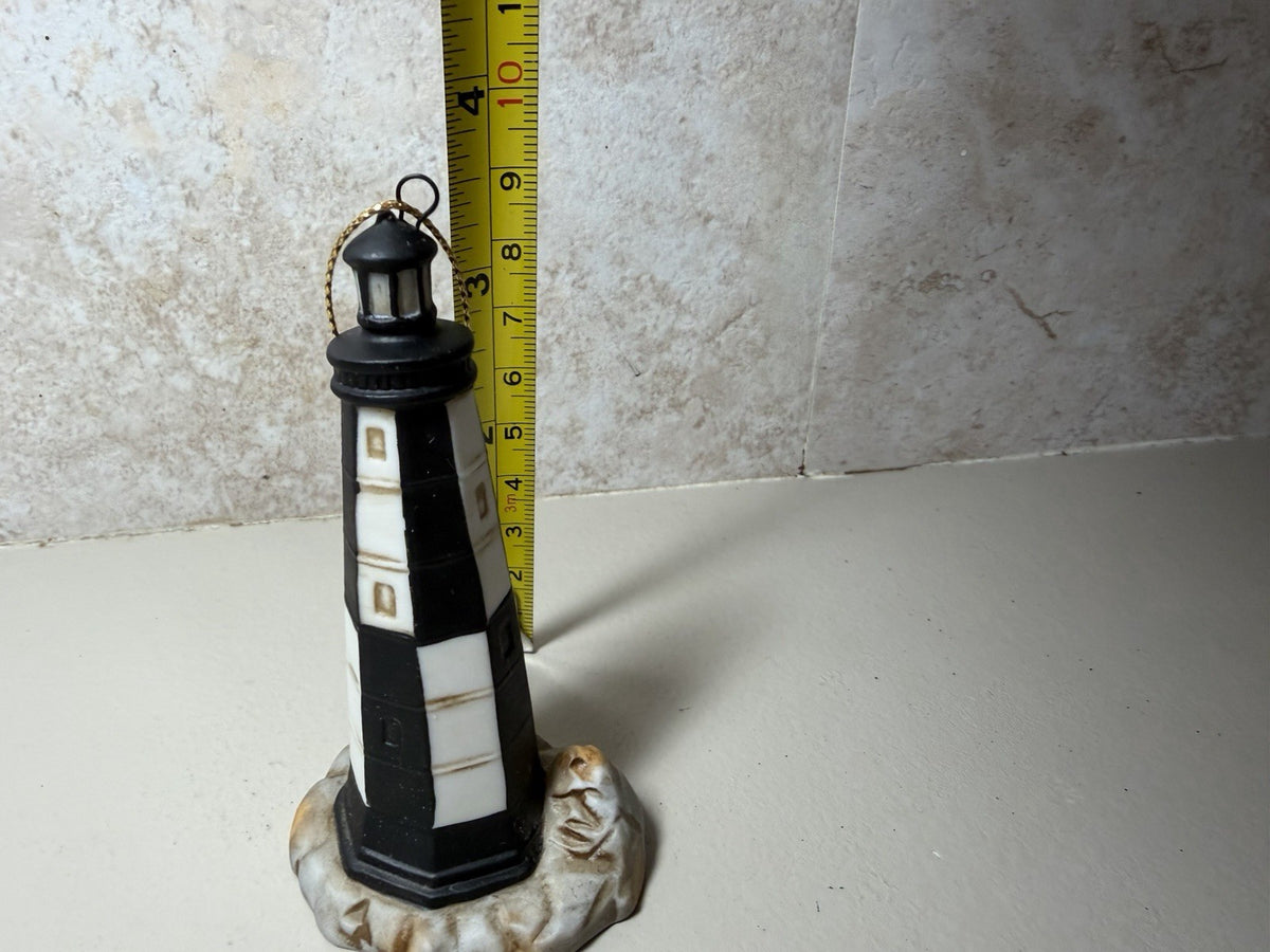 Lefton Cape Henry Lighthouse Figurine 1994 Hand Painted Ceramic Statue 4.5"