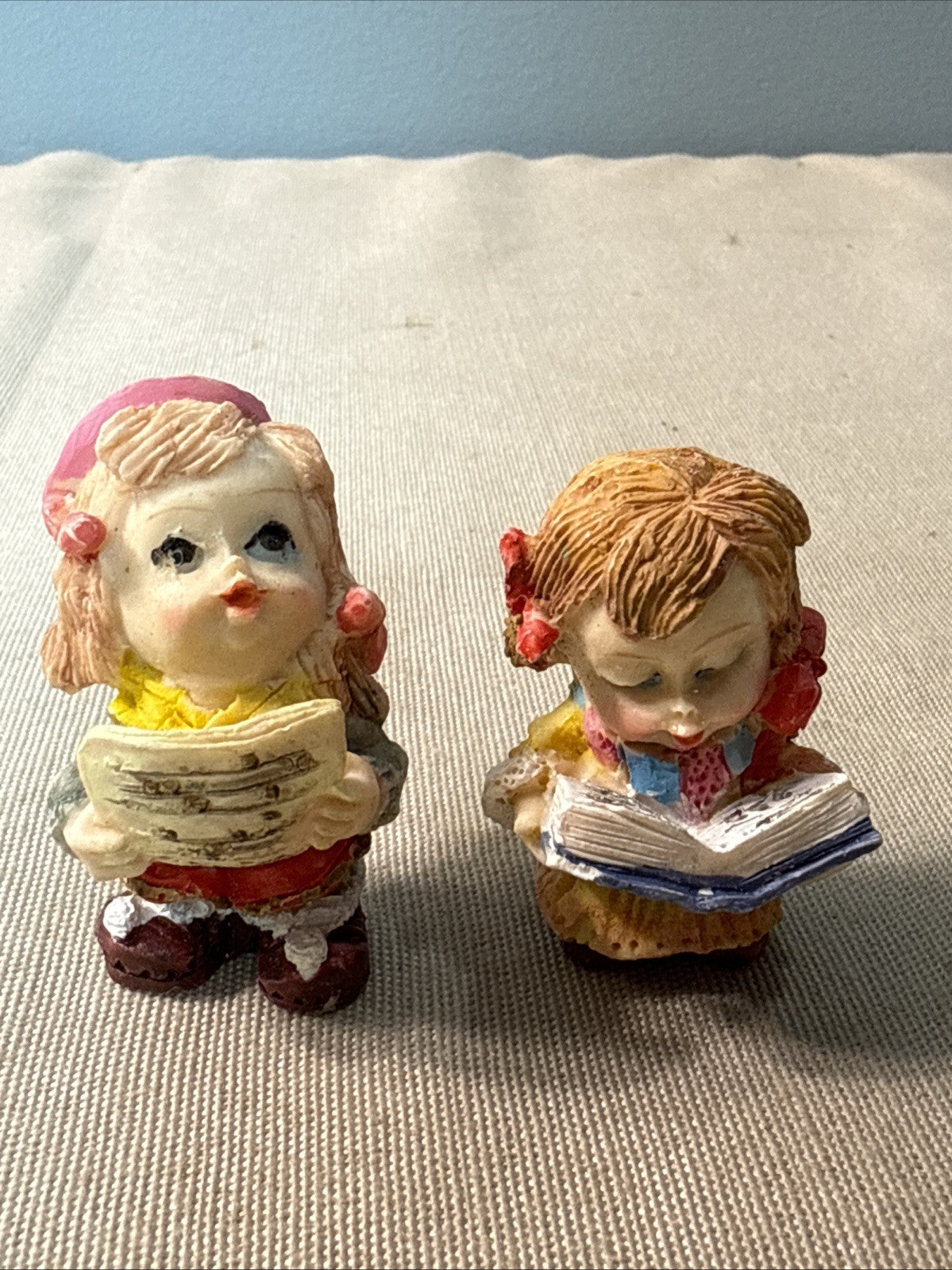 Vintage 2" Christmas Carolers Figurines Set of 9 Resin Children Singing Holiday