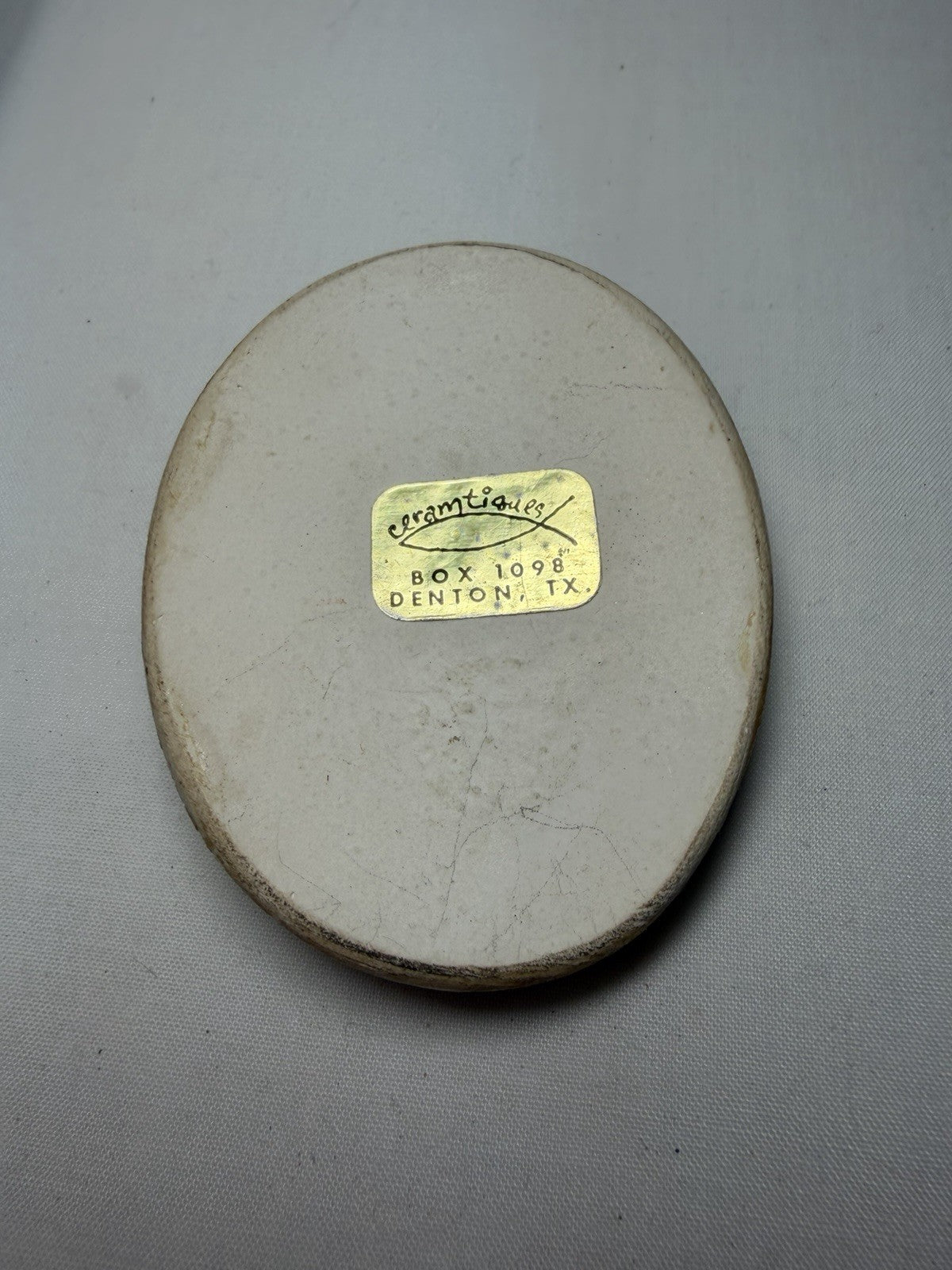 Vintage MAM Originals Crackle Art Paperweight Oval Children Playing