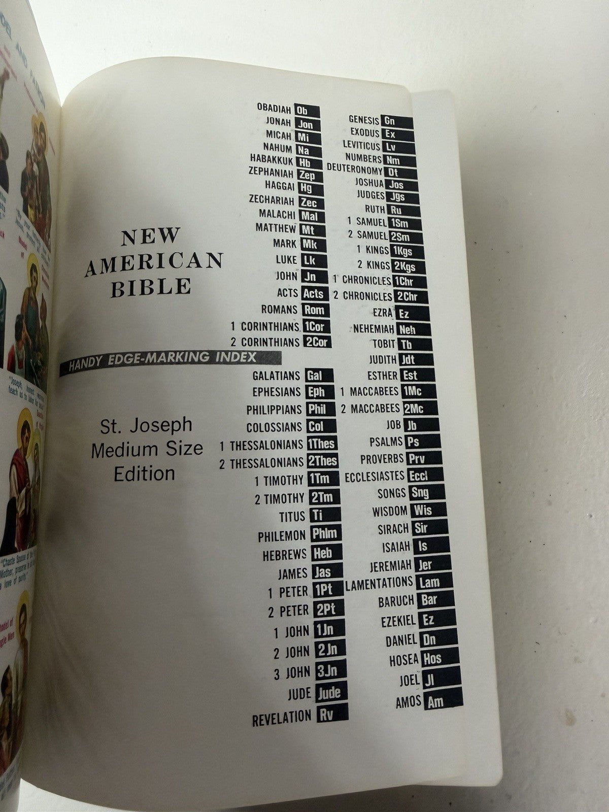 Vintage 1970 St Joseph Medium Size New American Bible White Gold Trim Catholic