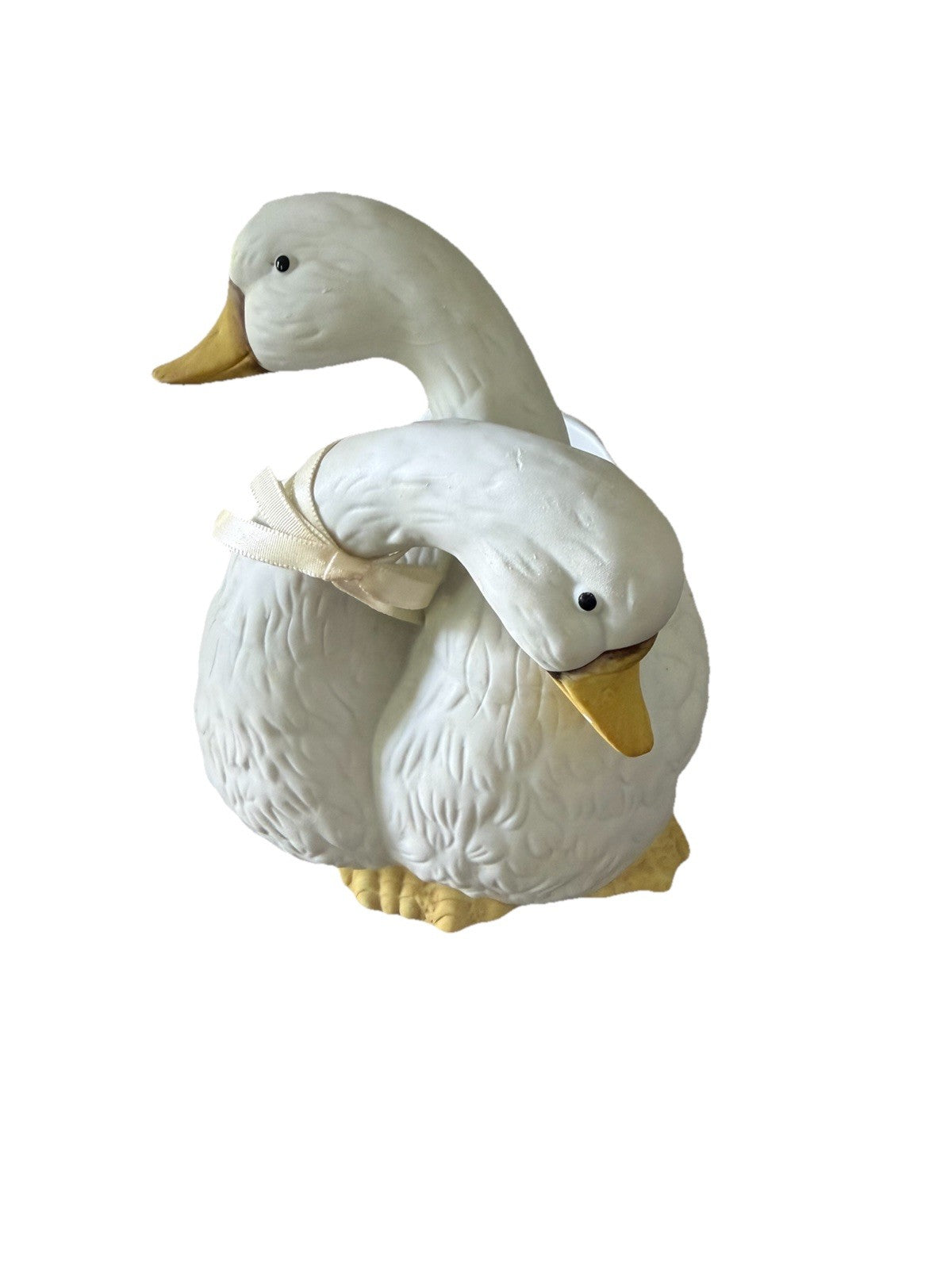 Vintage Holland Floral Goose Duck Ceramic Cachepot Planter 5" White Pair