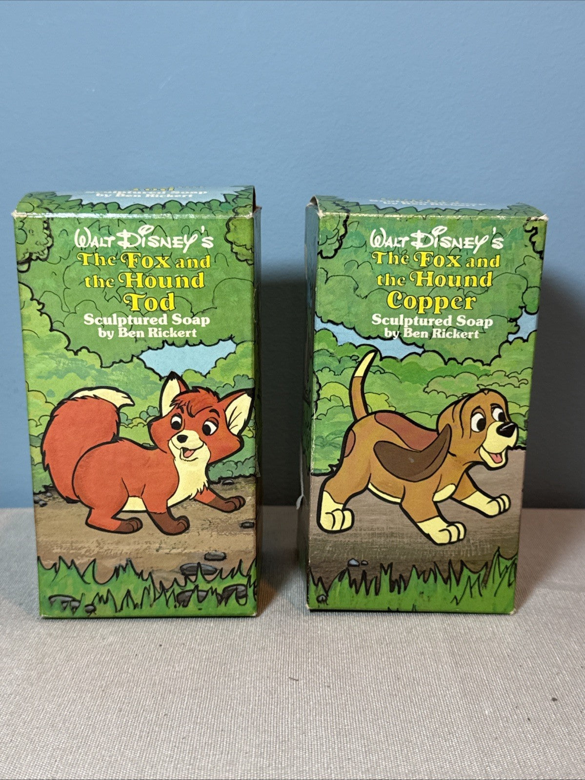 Vintage Disney Fox and the Hound Sculpted Soap Cooper Tod Set of 2 1980