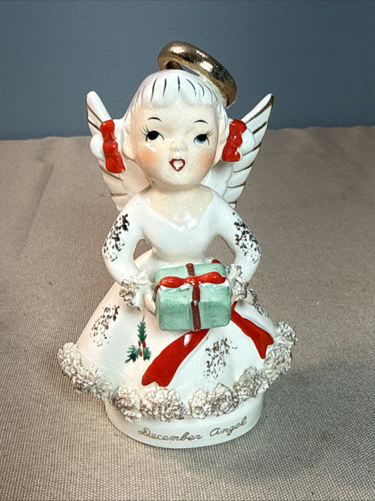 Vintage December Birthday Angel Girl Figurine Japan MB Daniels Highmount 4.5"