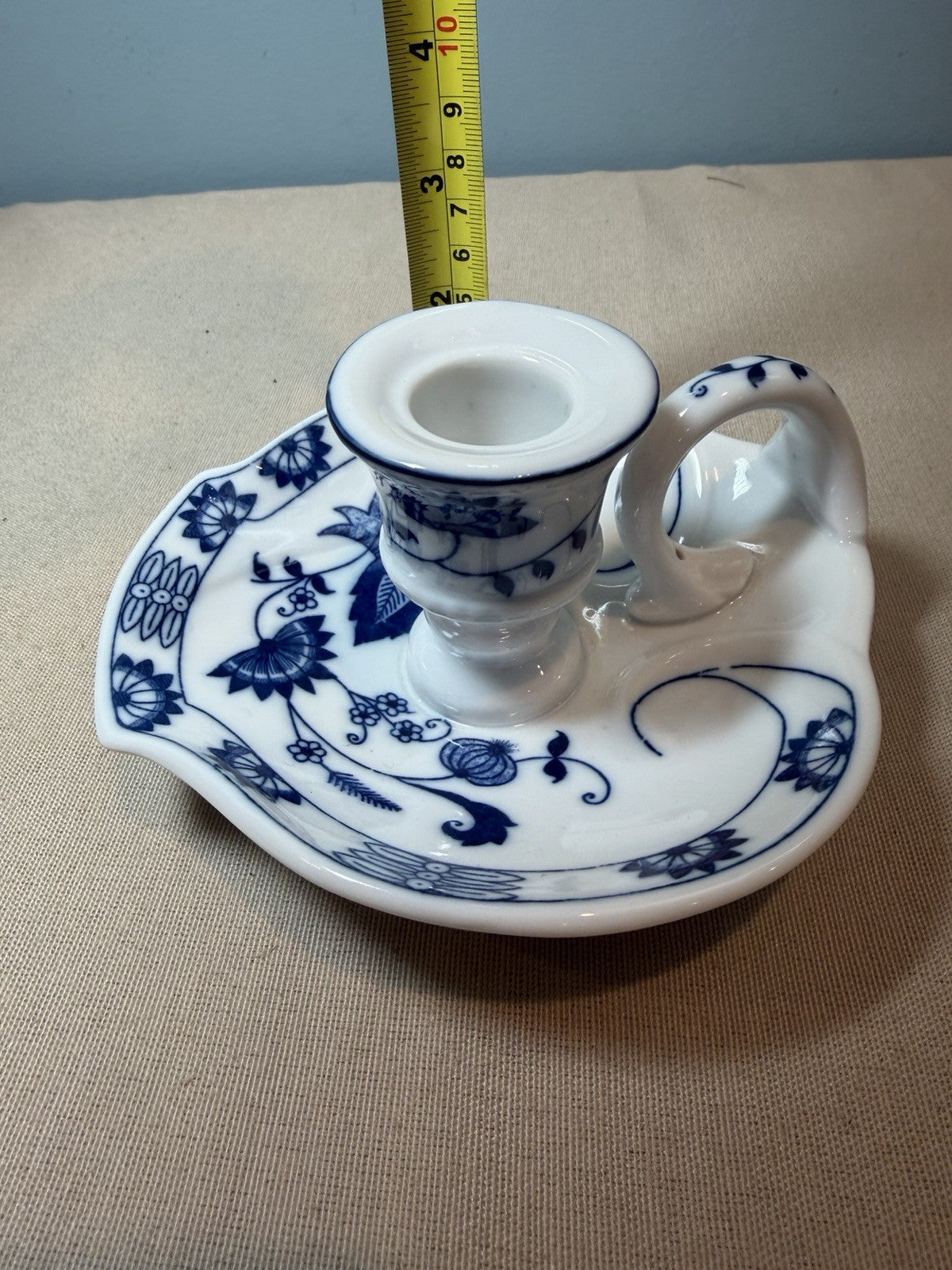 Vienna Woods Blue Onion Fine China Candle Holders Taper Dish Lot 2 Seymour Mann