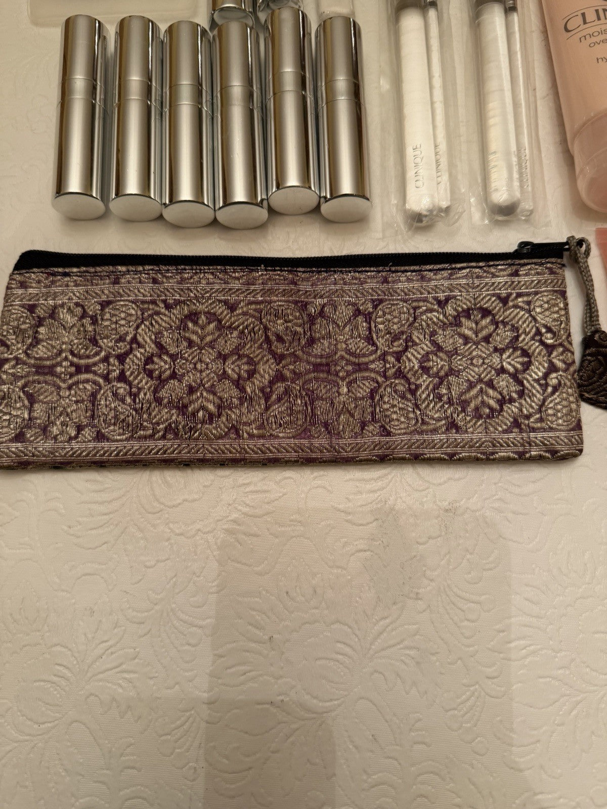 Clinique Moisture Surge Makeup Brush Set Cosmetic Bag Skincare Beauty Bundle