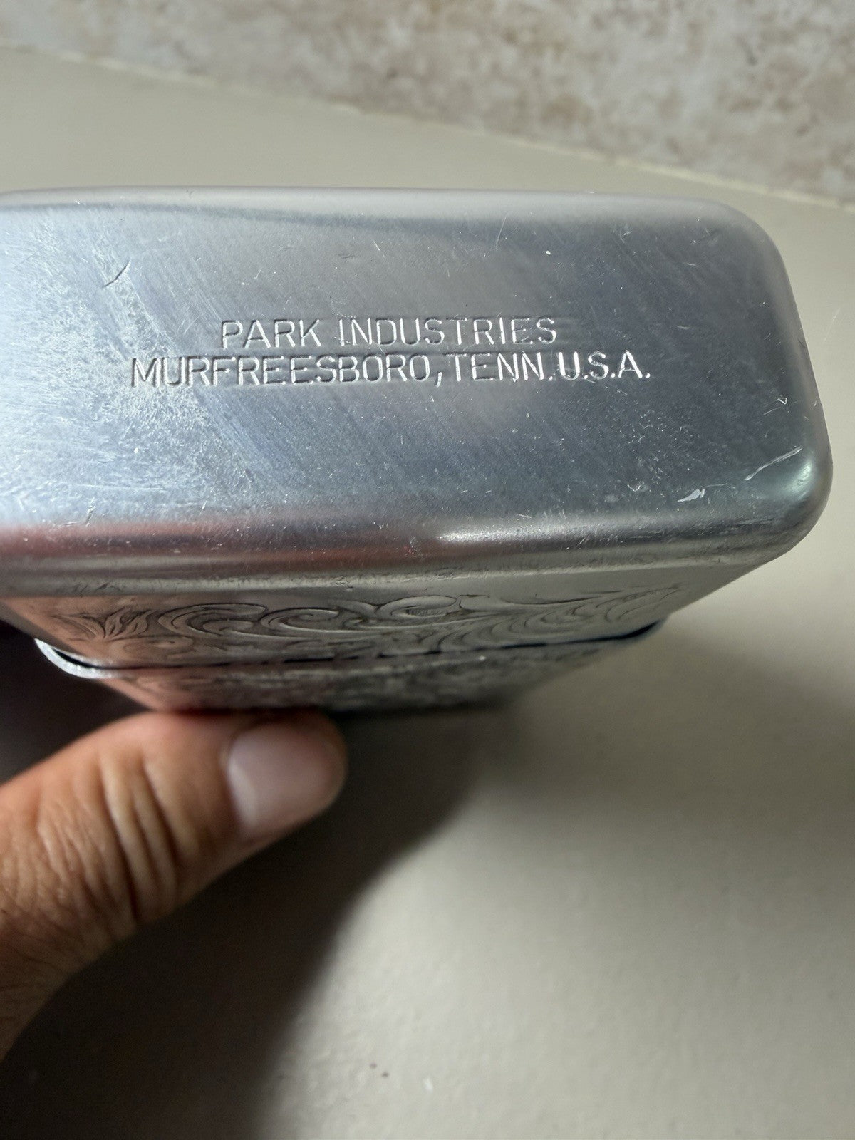 Vintage Park Industries Aluminum Cigarette Pack Holder Case Floral Embossed