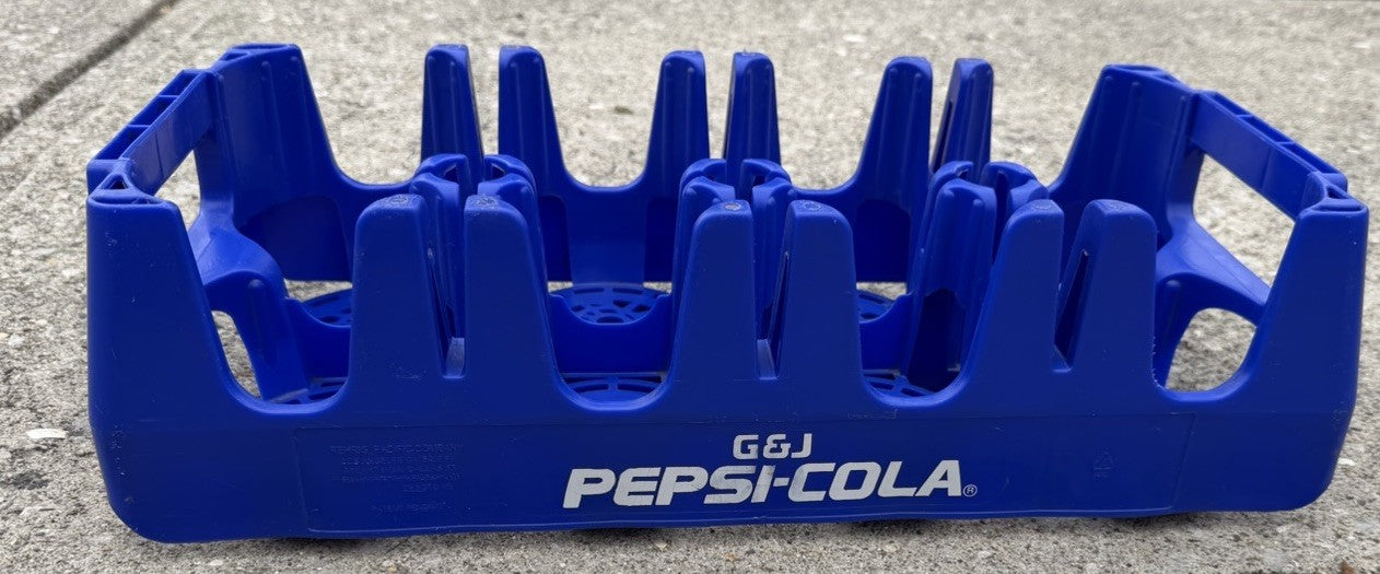 Vintage G&J Pepsi Cola Blue Plastic 2 Liter Soda Bottle Carrier Castle Crate
