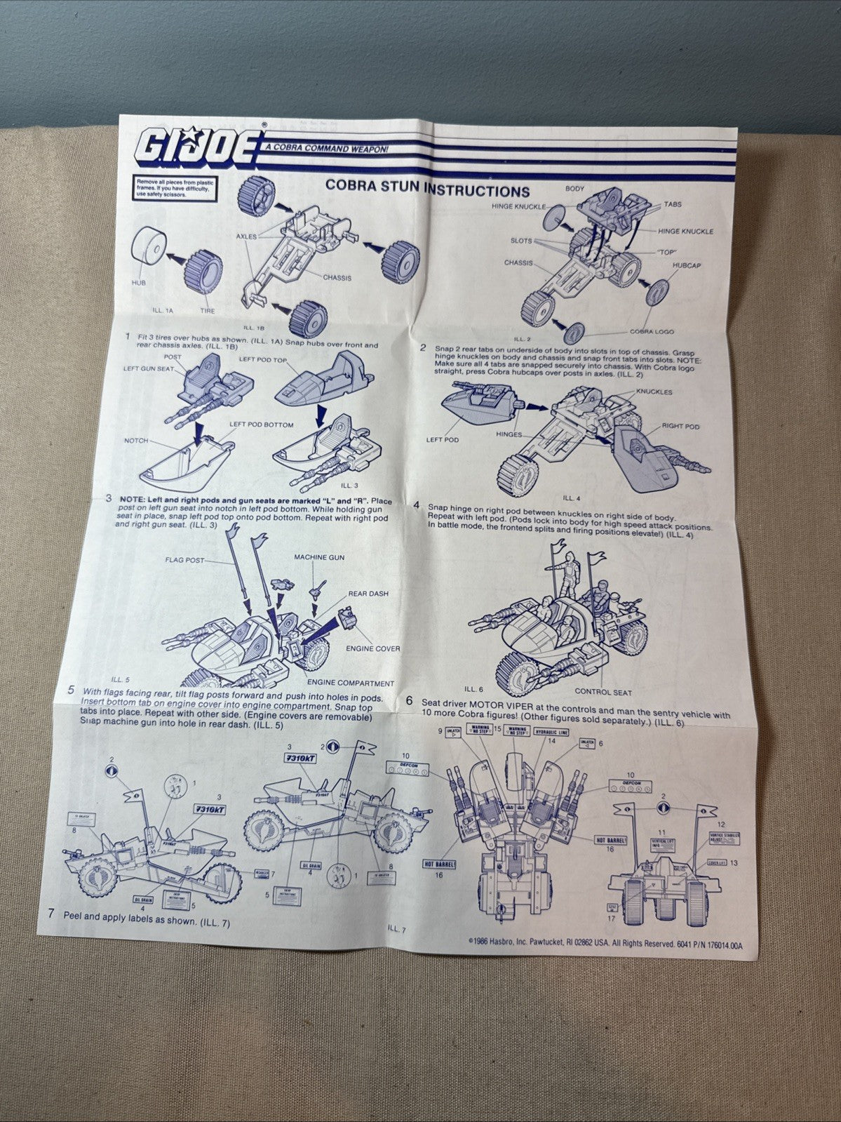Vintage GI Joe ARAH 5 Blueprint Instruction Sheets MOBAT STUN FLAK MMS SKIMOBILE