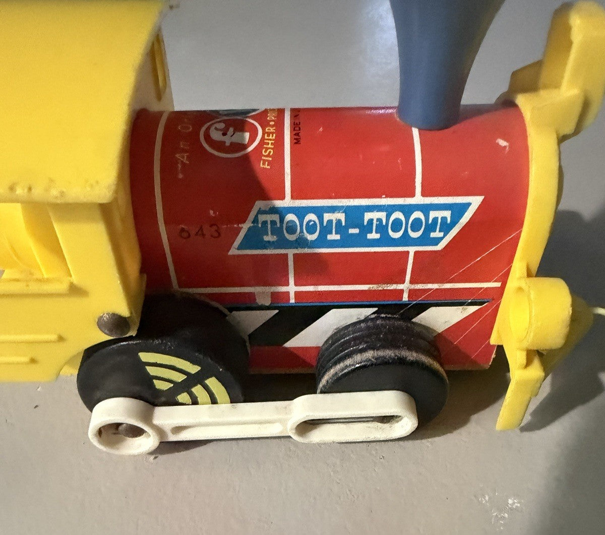 Vintage 1964 Fisher Price Toot Toot Train #643 Wood Plastic Pull Toy Original