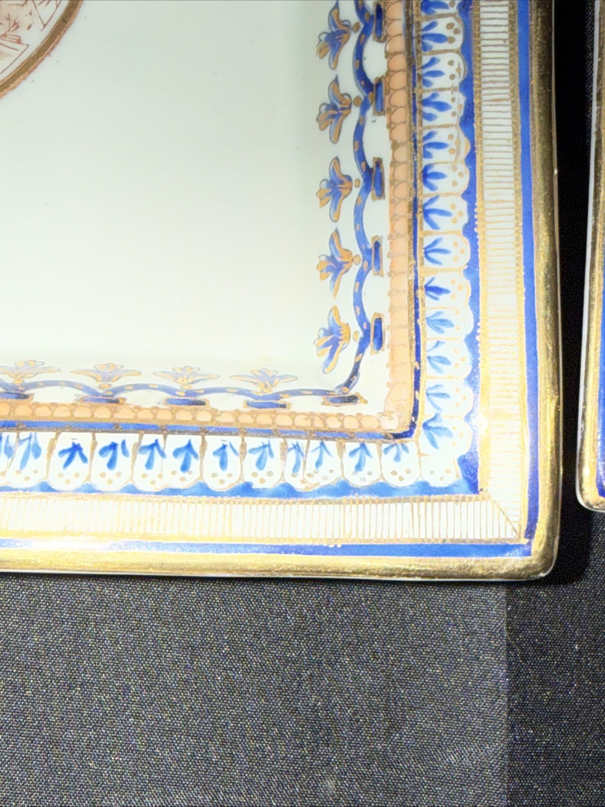 JUMC Vista Alegre Porcelain Set If 2 Hand Painted Square Dishes 7x7, 4x4