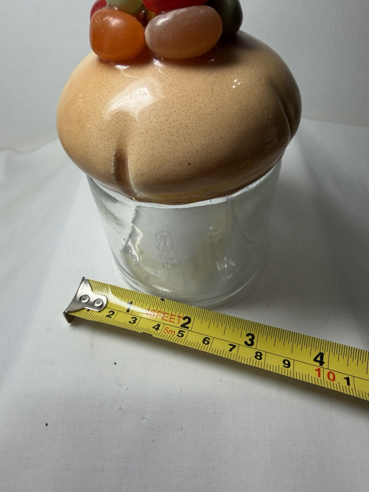 Vintage Jellybean Muffin Jar Lid Sculpted Bread Dough Folk Art - Very Cute