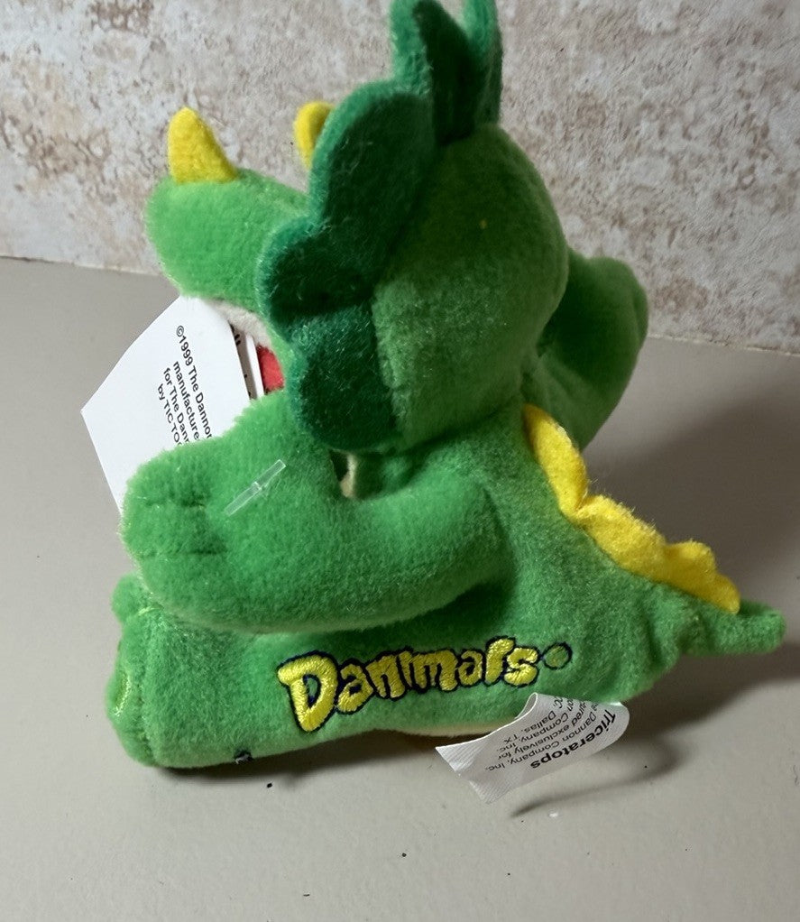 Danimal Mini Plush Dinosaur Green Triceratops 1999 Dannon Yogurt Promo 3.5” VTG