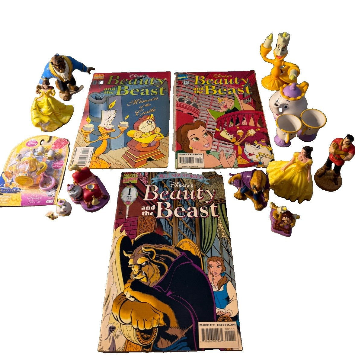 Disney Beauty Beast Comics Figures McDonalds Tea Set Vintage Toy Collection Lot