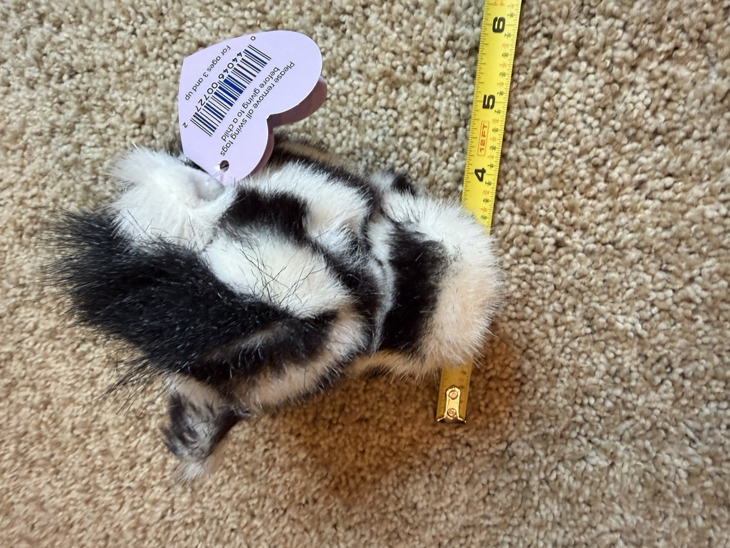 Vintage 1997 Swibco Puffkins Zack Zebra 5 Inch Plush Stuffed Animal With Tag NWT