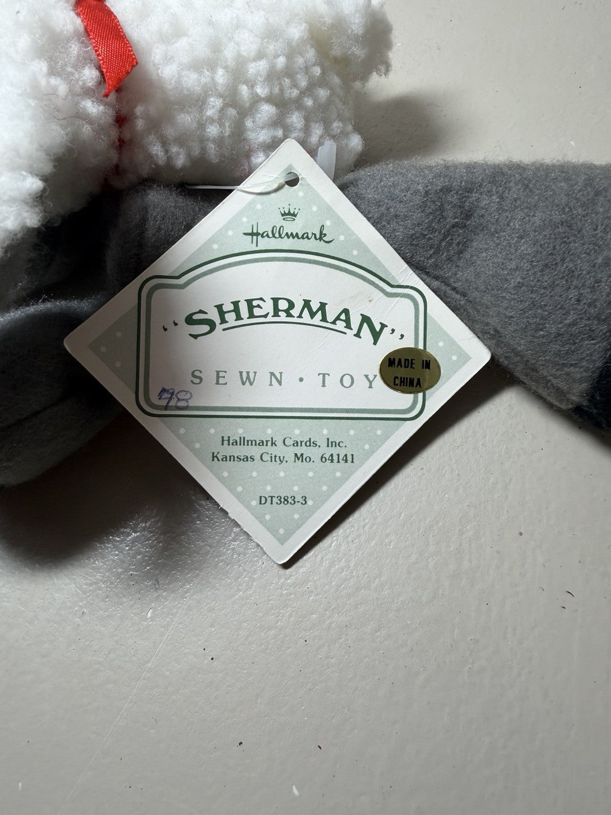 Vintage 1985 Hallmark Sherman Sewn Toy Plush Lamb Sheep Stuffed Animal NWT