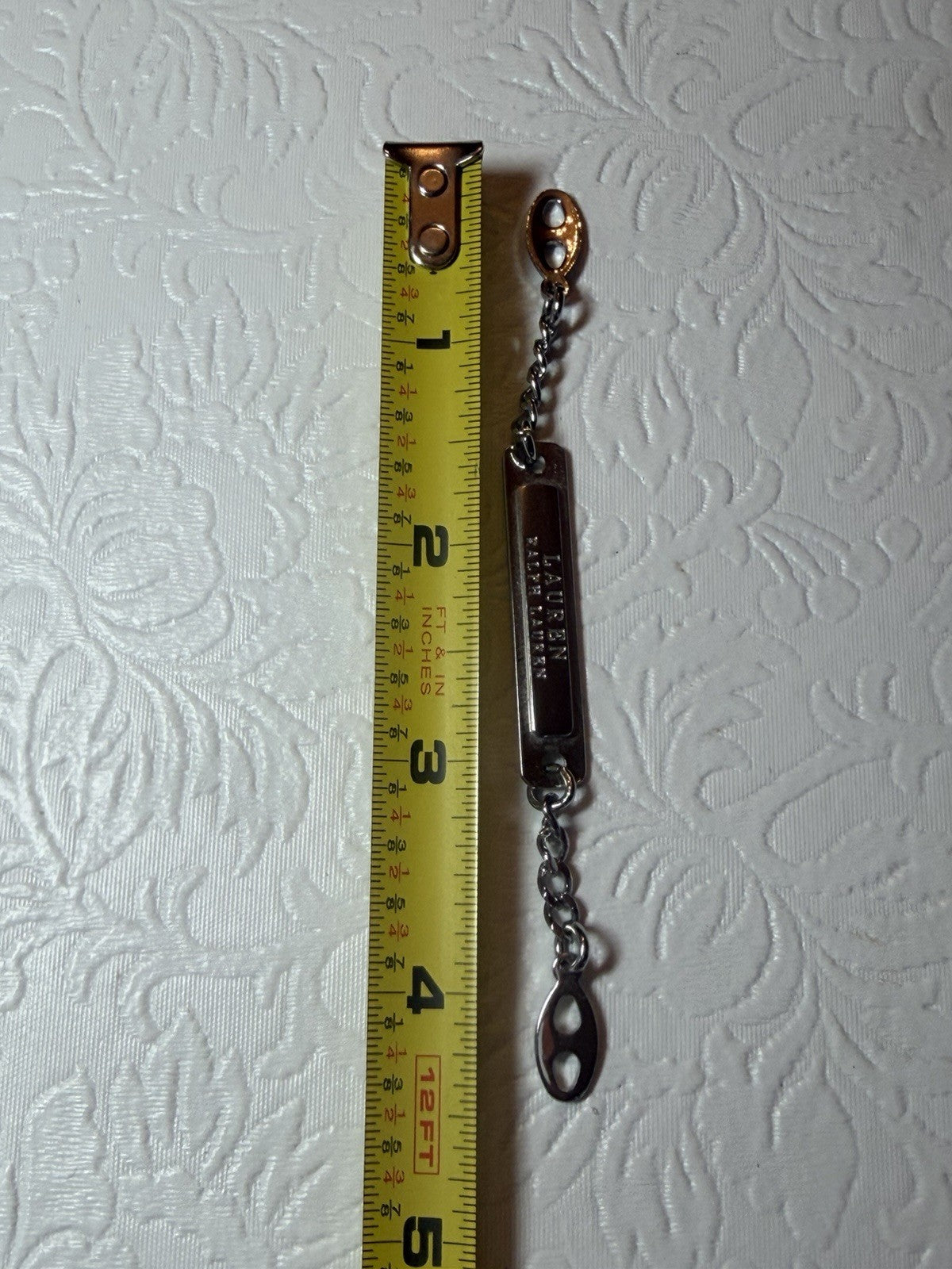 Lauren Ralph Lauren Silver Tone Chain Coat Hanger Replacement Label Tag Metal