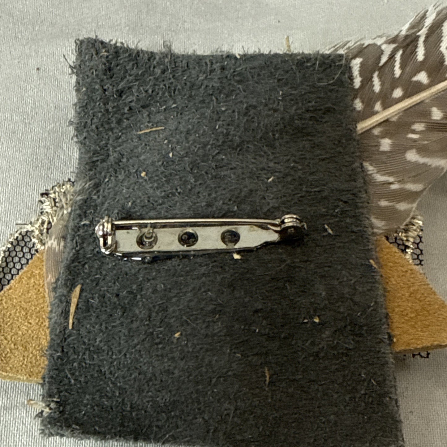 Vintage 1980s Mixed Media Artisan Statement Brooch Geometric Abstract Pin
