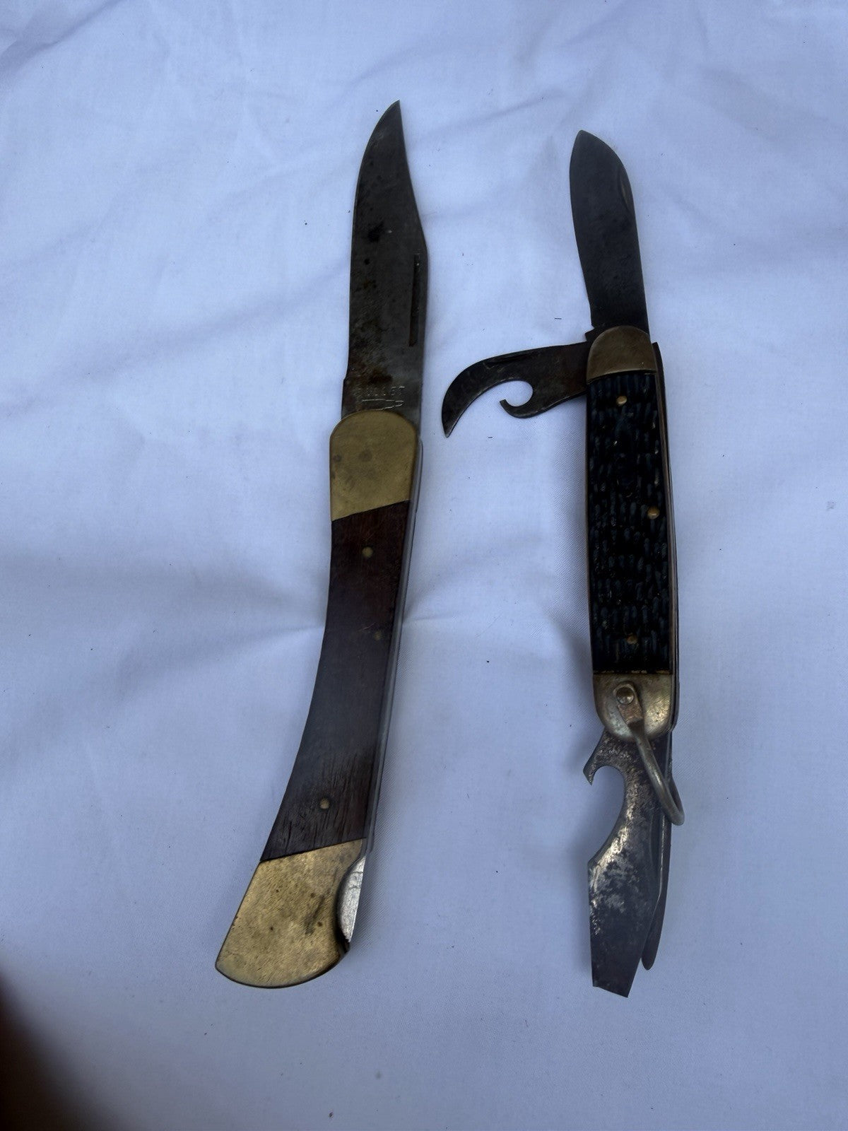 Vintage Folding Pocket Knife Lot Lockback Bullet Knife Scout Camping Pair Steel