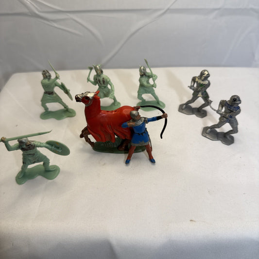 Marx & Britains Medieval Knights Horses Vikings Figures Mixed Lot of 8