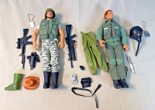 GI Joe Hall of Fame 1992 Grunt Ace 12" Flocked Hair Figures Weapons Toy Lot