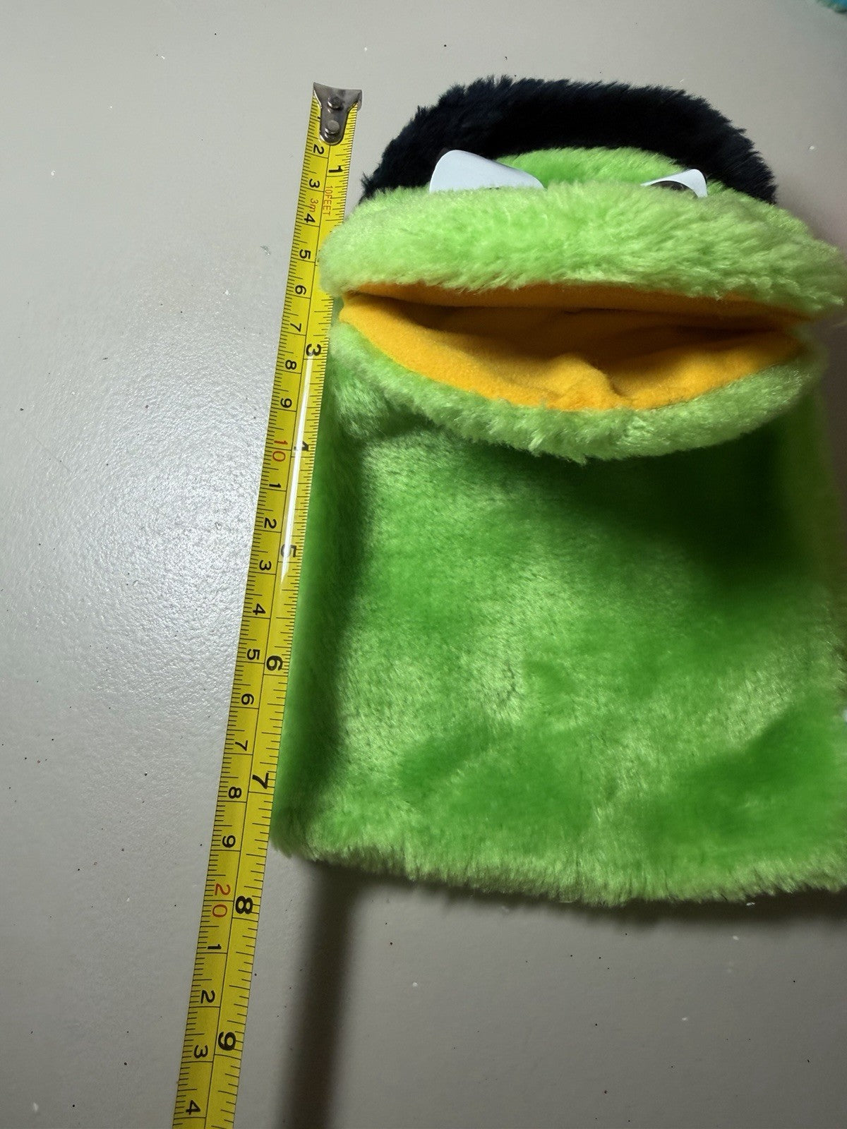 Vintage Brechner Plush Hand Puppets Lot 2 Green Monster Red Parrot 1981 Korea