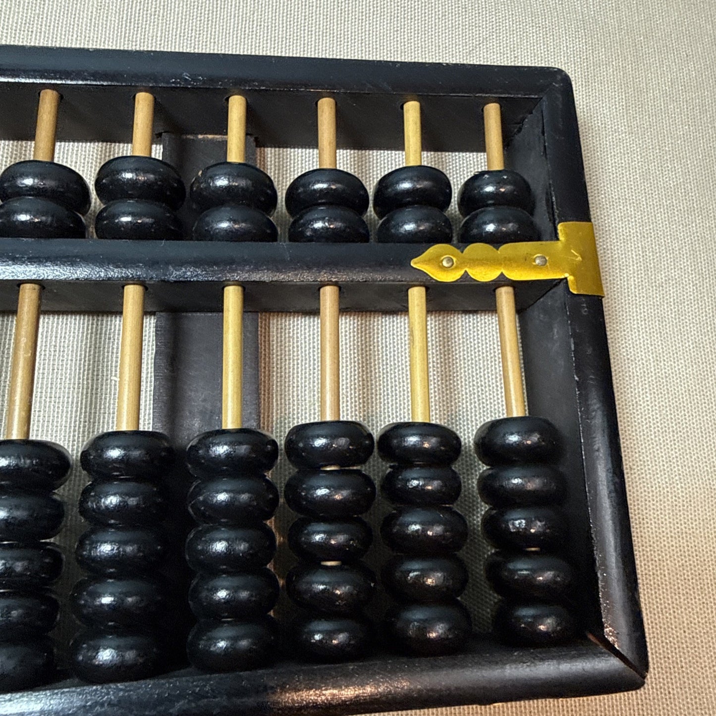 Vintage Lotus Flower Chinese Wooden Abacus 13 Row 91 Bead Counting Frame