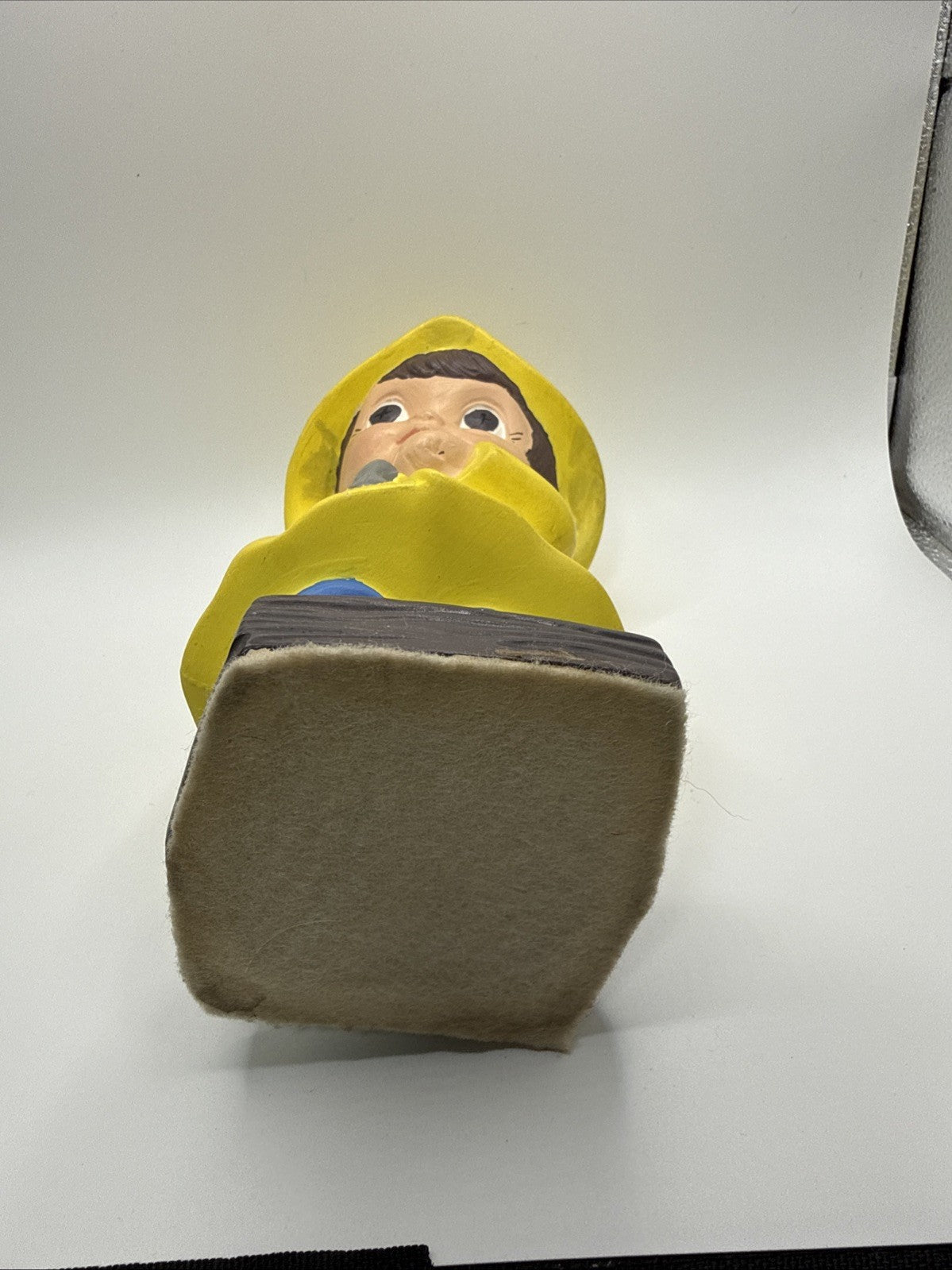 Vintage 1971 Ceramic Fishing Boy & Girl In Yellow Rain Coats So Cute!