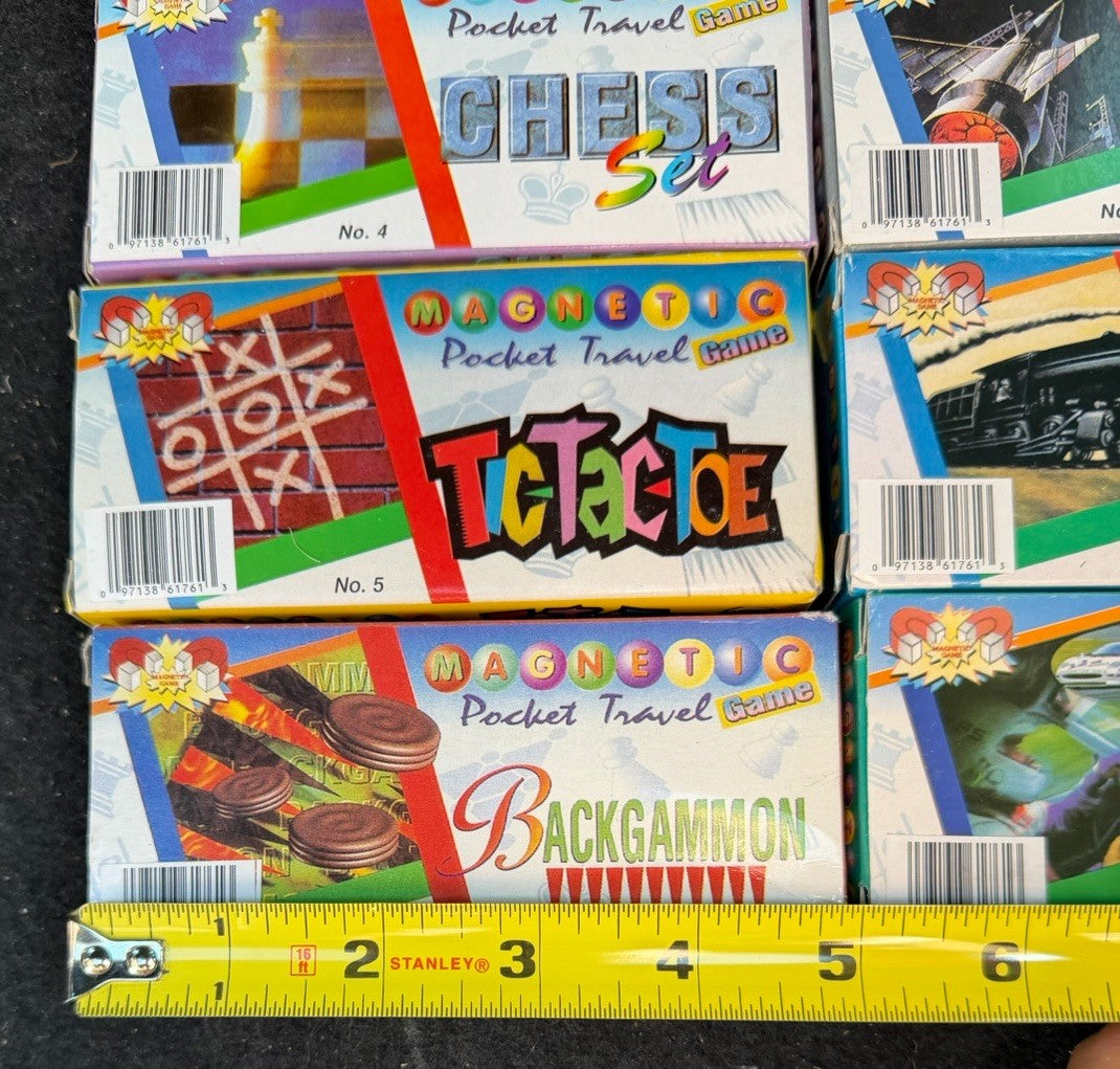 Vintage Magnetic Pocket Travel Games Set of 10 Board Games Retro Auto