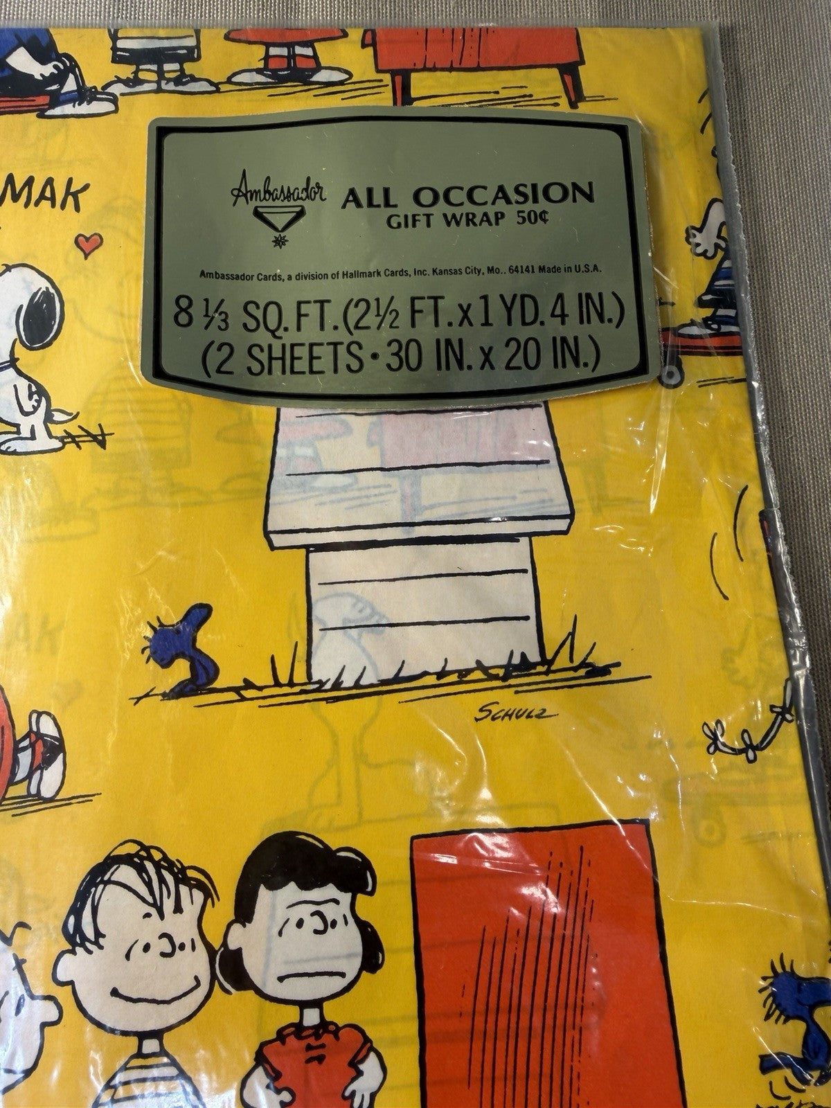 Vintage Peanuts Charlie Brown Snoopy Toy Car Gift Wrap 1970s Mixed Collection