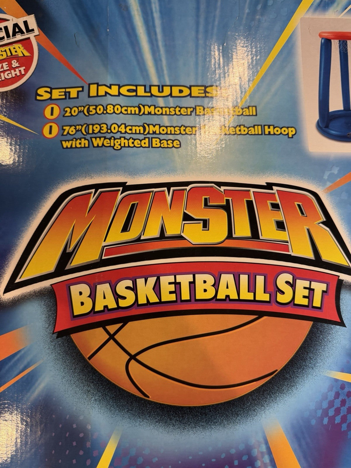 Monster Basketball Set Inflatable Hoop Oversized 20 Inch Ball Outdoor Game New