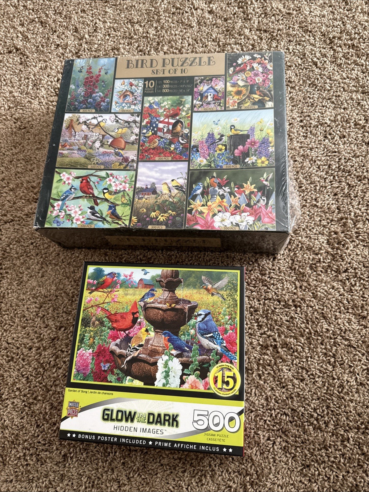 Lot Of 2 Bird Puzzle Lot of 10 100pc 300pc 500pc New in Box + Glow In Dark 500pc