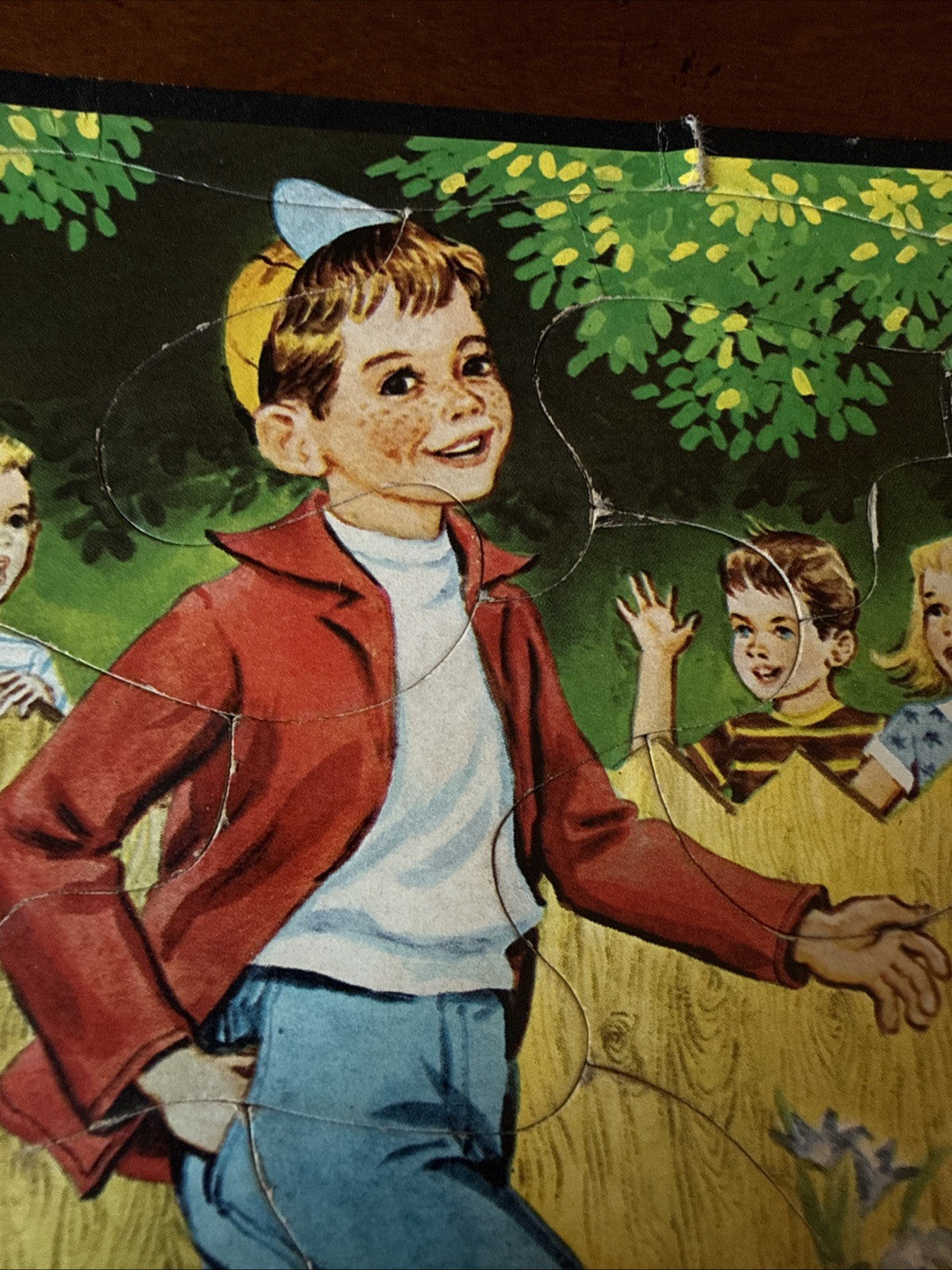 Vintage Whitman Boys and Girls Puzzle 1950s Complete Puzzle 7.5x7.5"